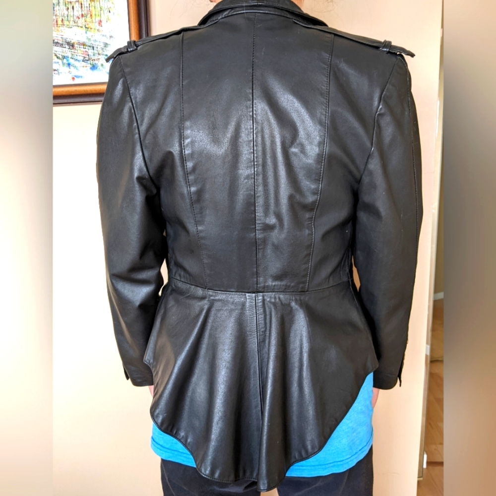 Vintage Leather Button Up Jacket - Lined